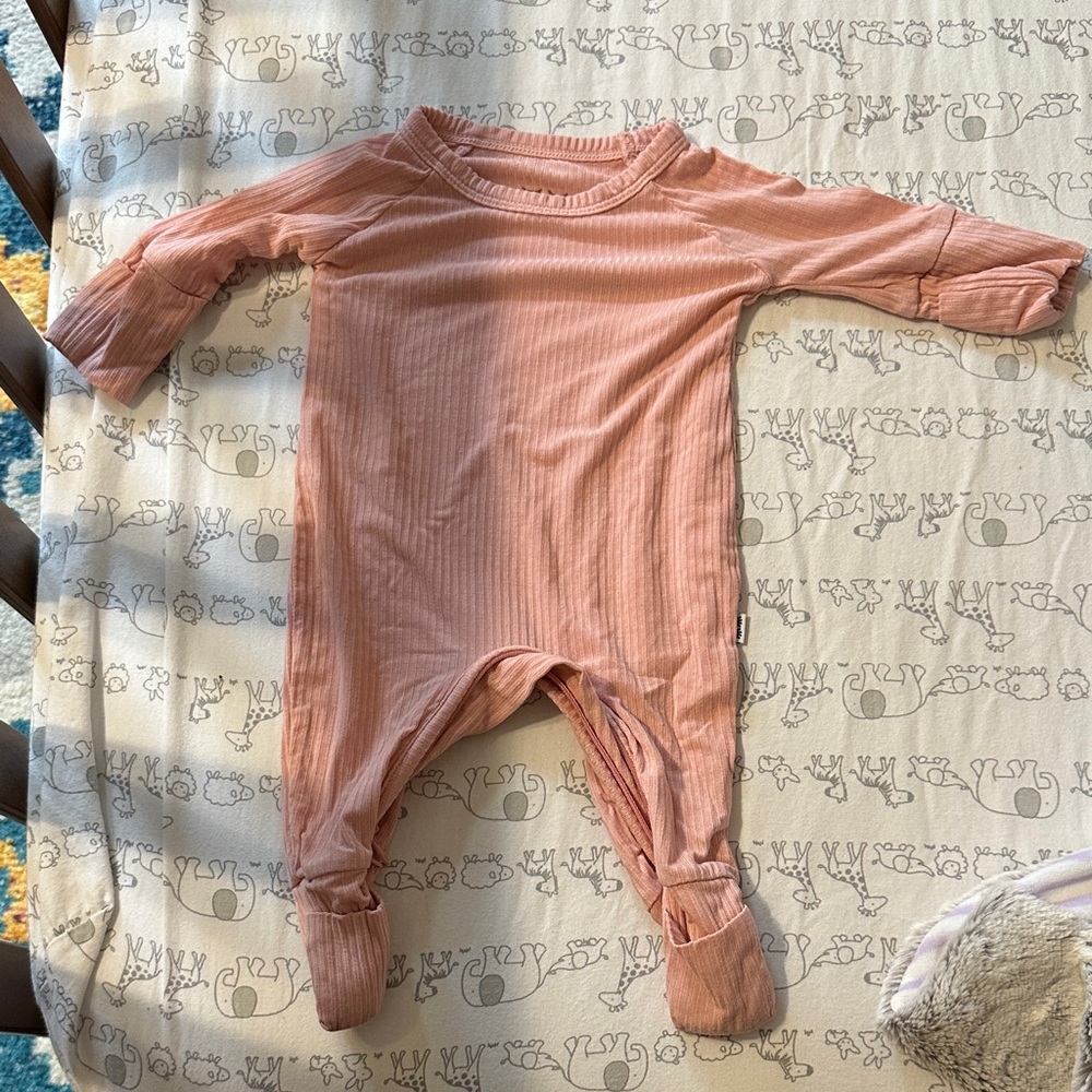 Little Sleepies Blush Ribbed Kids Footie